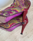 Vintage Etro Tapestry Lace Up Pointed Boots