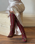 Vintage Etro Tapestry Lace Up Pointed Boots