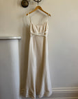 Vintage 90s Ivory Gathered Strappy Gown With Ribbon