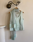 Vintage 90s Ice Blue Satin Tank with Chiffon Scarf