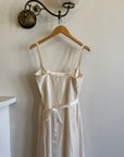 Vintage 90s Ivory Gathered Strappy Gown With Ribbon