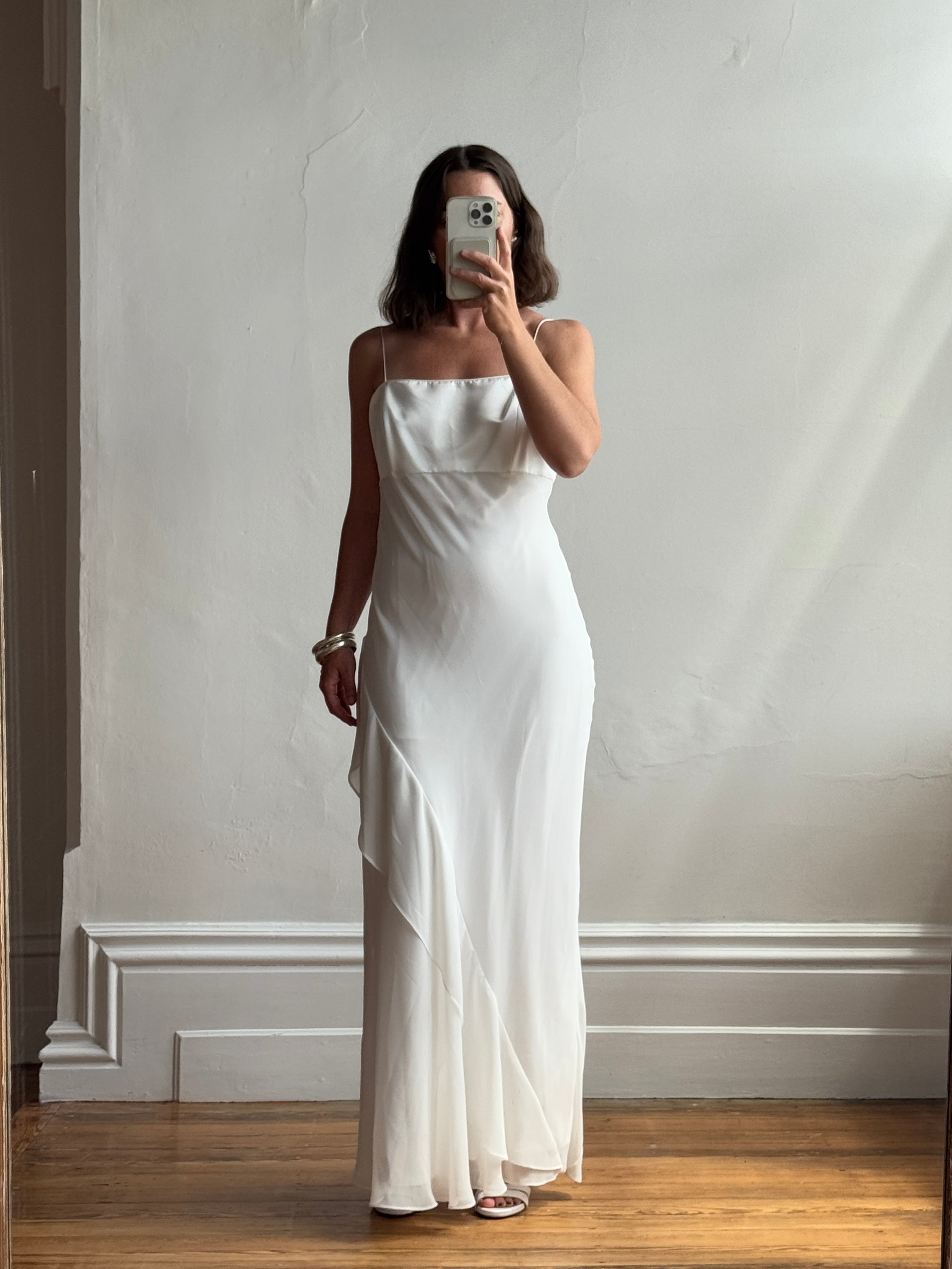 Vintage 90s Satin Slip Dress Ivory