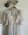 Vintage 80s Ruffled Sheer Organza Wedding Dress