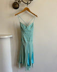 Vintage 90s Pure Silk Fairy Dress Aqua