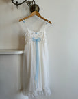 Vintage 50s Babydoll White and Blue Slip Dress