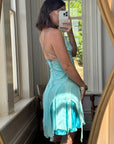 Vintage 90s Pure Silk Fairy Dress Aqua