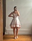 Vintage Y2K Pure Silk Mini Dress With Tie Baby Pink