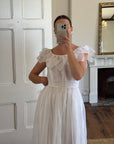 Vintage 70s Organza Fairy Teardrop Wedding Dress