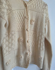 Vintage 90s Pure Wool Bouquet Knitted Cardi Creme