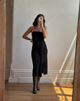 Vintage 90s Black Jersey Strapless Dress