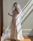 Vintage 70s Short Sleeved Prairie Wedding Dress With Train