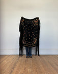 Vintage 70s Giant Embroidered Fringe Shawl