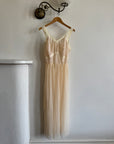 Vintage 50s Sheer Peach Lace Pleated Negligee Slip