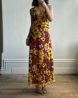 Vintage Italian Floral Ruffle Maxi Dress