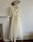 Vintage 70s Tulle and Velvet Long Sleeved Wedding Dress