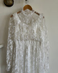 Vintage 70s Lace Prairie Wedding Gown White