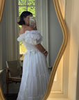 Vintage 70s Ruffled Tie Waist Wedding Dress