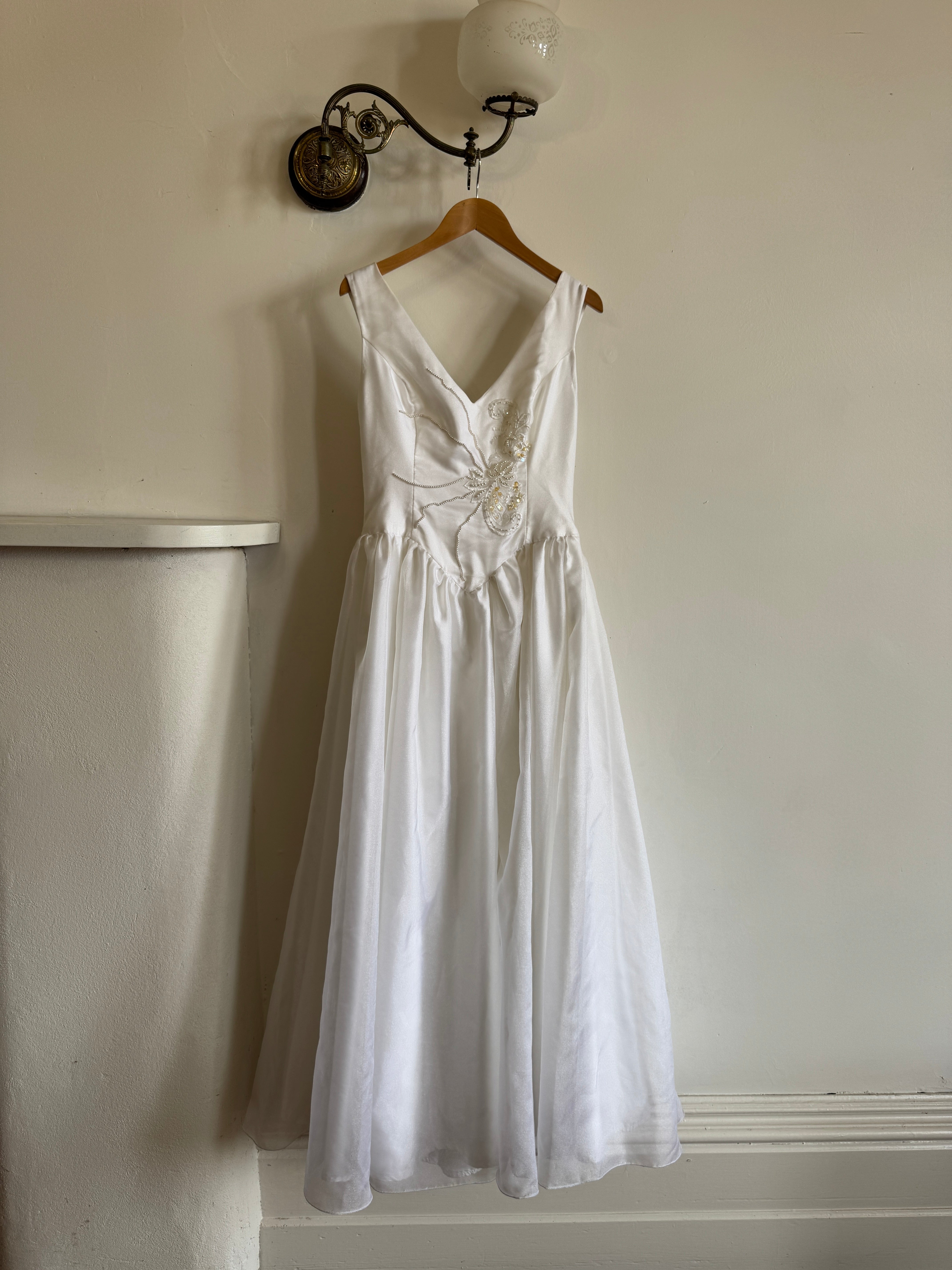 Vintage 80s Basque Waist Princess Wedding Dress