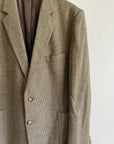 Vintage Pure Wool Taupe Brown Herringbone Blazer