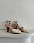 Vintage Hand Stitched Ivory Floral Bridal Heels