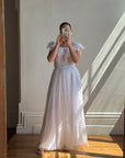 Vintage 70s Organza Fairy Teardrop Wedding Dress