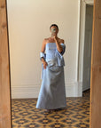 Vintage 90s Periwinkle Blue Satin Prom Set