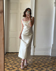 Vintage 90s Backless Slip Rosette Wedding Dress