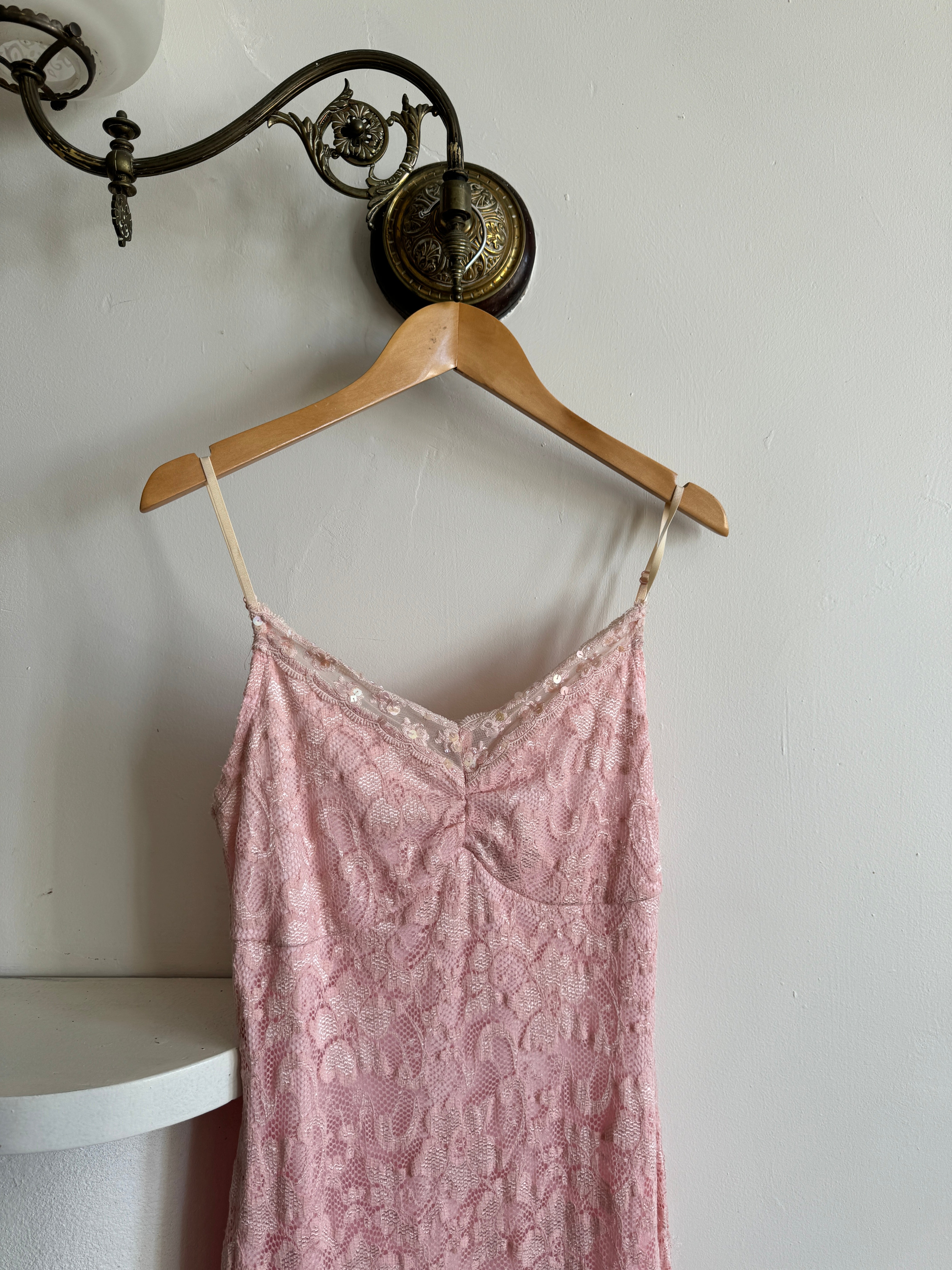 Vintage Pink Lace Asymmetrical Fairy Dress