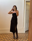 Vintage 90s Black Jersey Strapless Dress