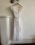 Vintage 70s Organza Fairy Teardrop Wedding Dress