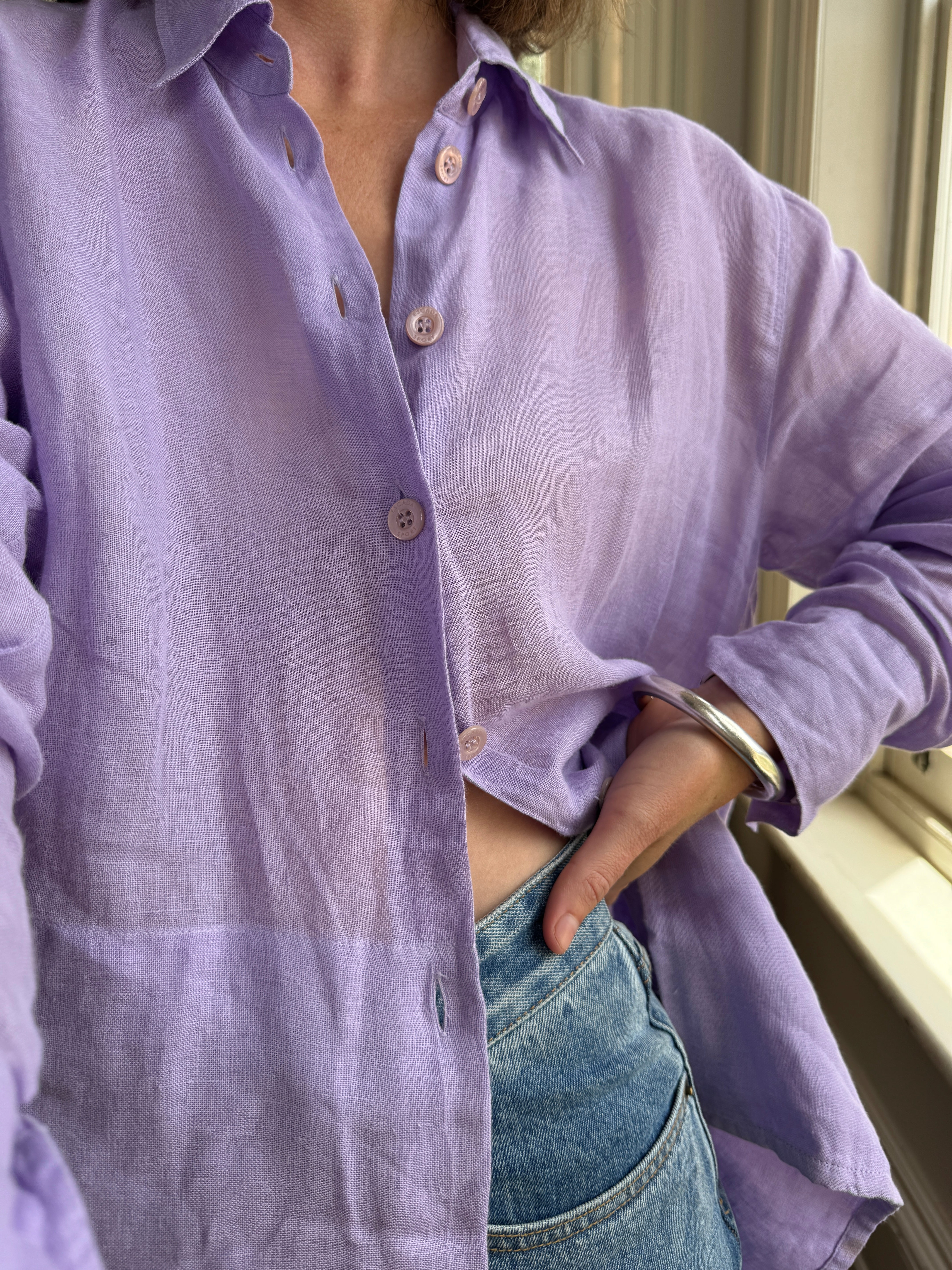 Vintage 90s Escada Pure Linen Shirt Lavender