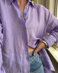 Vintage 90s Escada Pure Linen Shirt Lavender