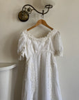 Vintage 70s Short Sleeved Prairie Wedding Dress With Train