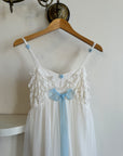 Vintage 50s Babydoll White and Blue Slip Dress