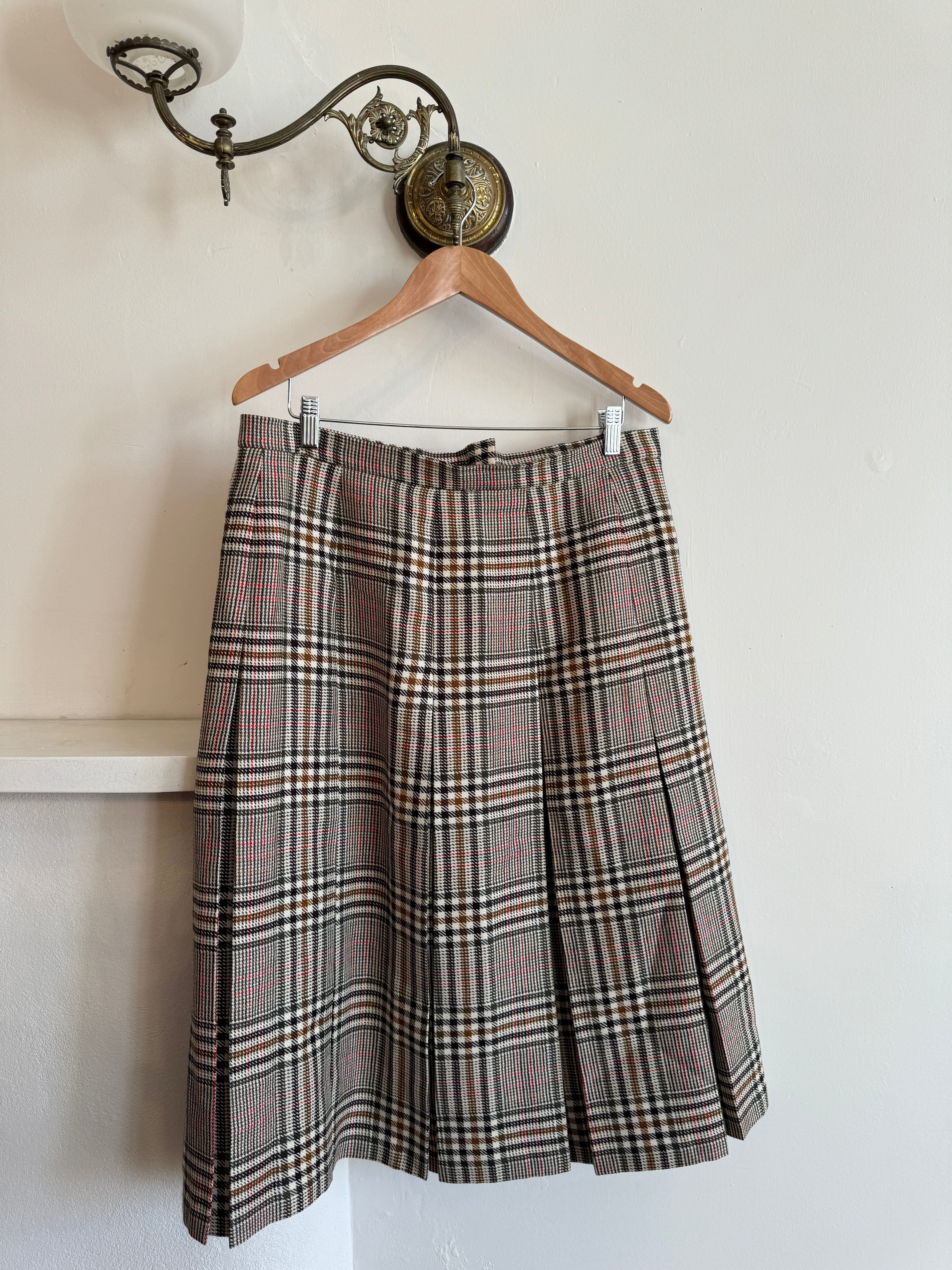 Vintage Wool Tartan Midi Skirt