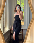 Vintage 90s Black Jersey Strapless Dress