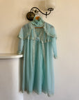 Vintage 50s 4-Piece Peignoir and Slip Set Aqua Lace Rosette