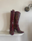 Vintage Etro Tapestry Lace Up Pointed Boots