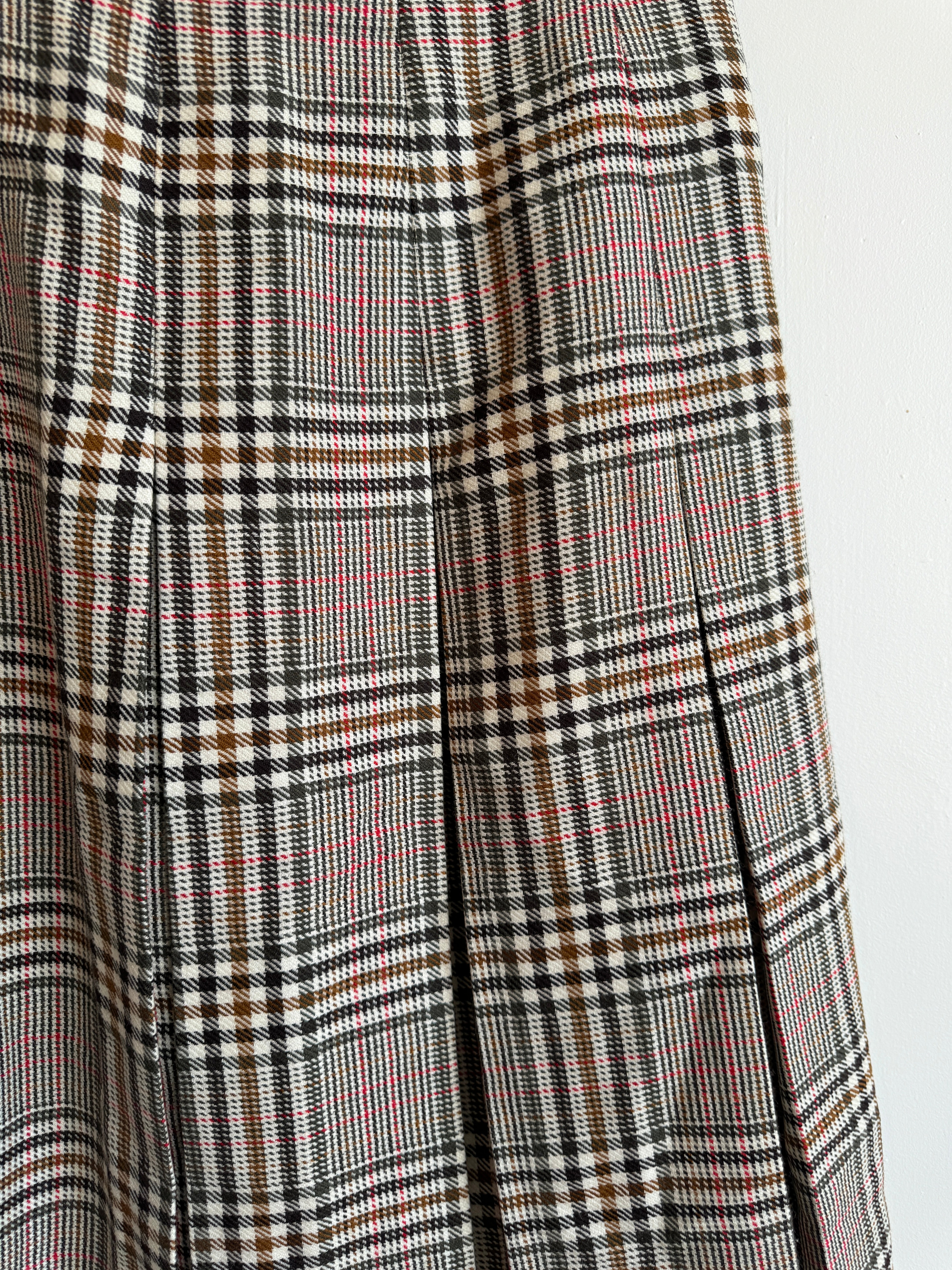 Vintage Wool Tartan Midi Skirt