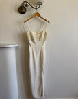 Vintage 90s Pearl Crepe Bridal Midi with Split