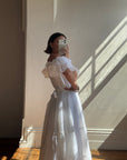 Vintage 70s Ruffled Tie Waist Wedding Dress