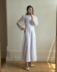 Vintage 70s Panelled Bridal Midi Dress Snow