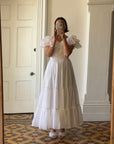 Vintage 70s Ruffled Tie Waist Wedding Dress