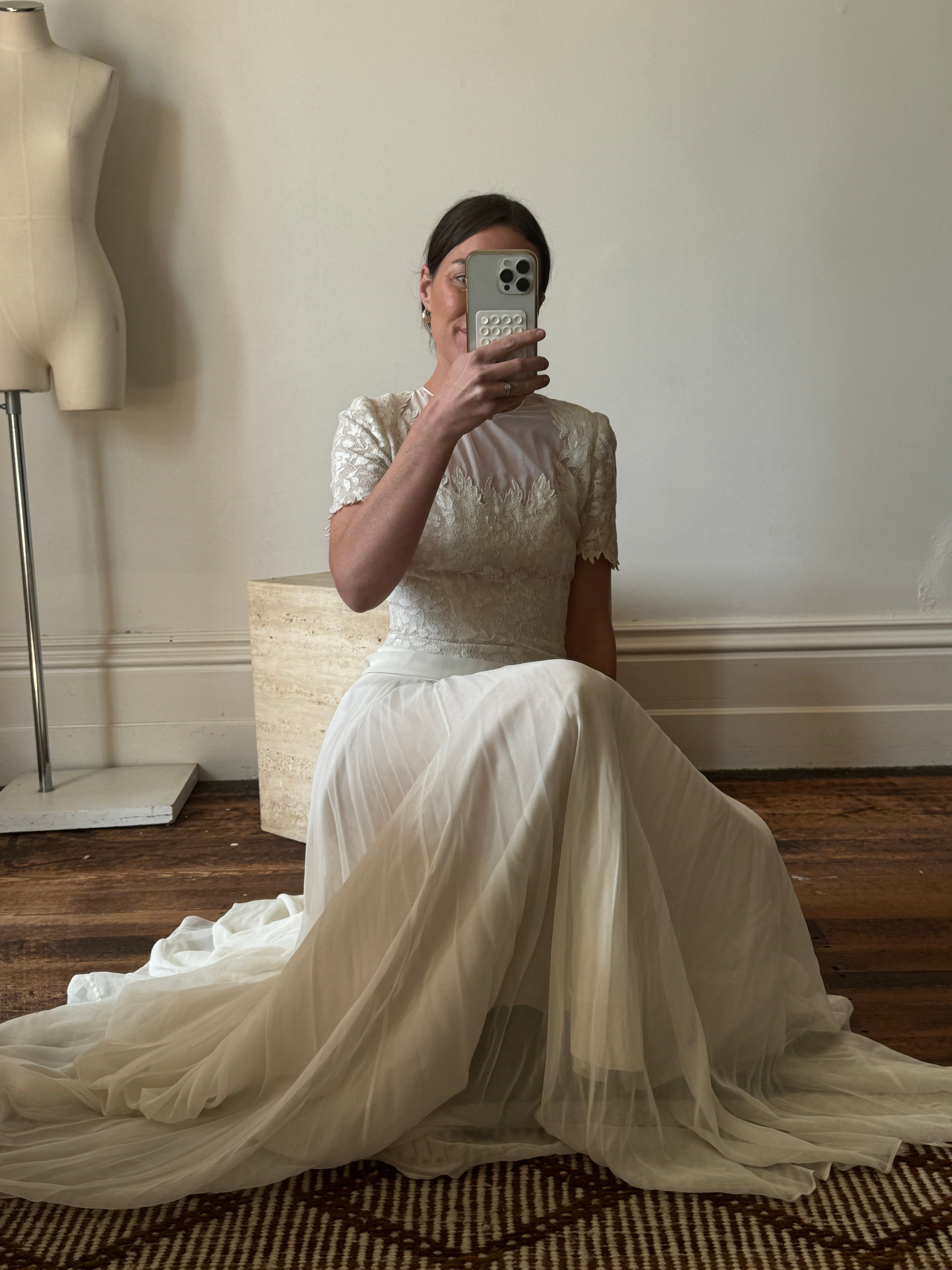 Vintage 30s Ethereal Vine Pleated Wedding Dress