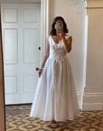 Vintage 80s Basque Waist Princess Wedding Dress