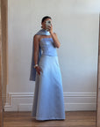 Vintage 90s Periwinkle Blue Satin Prom Set