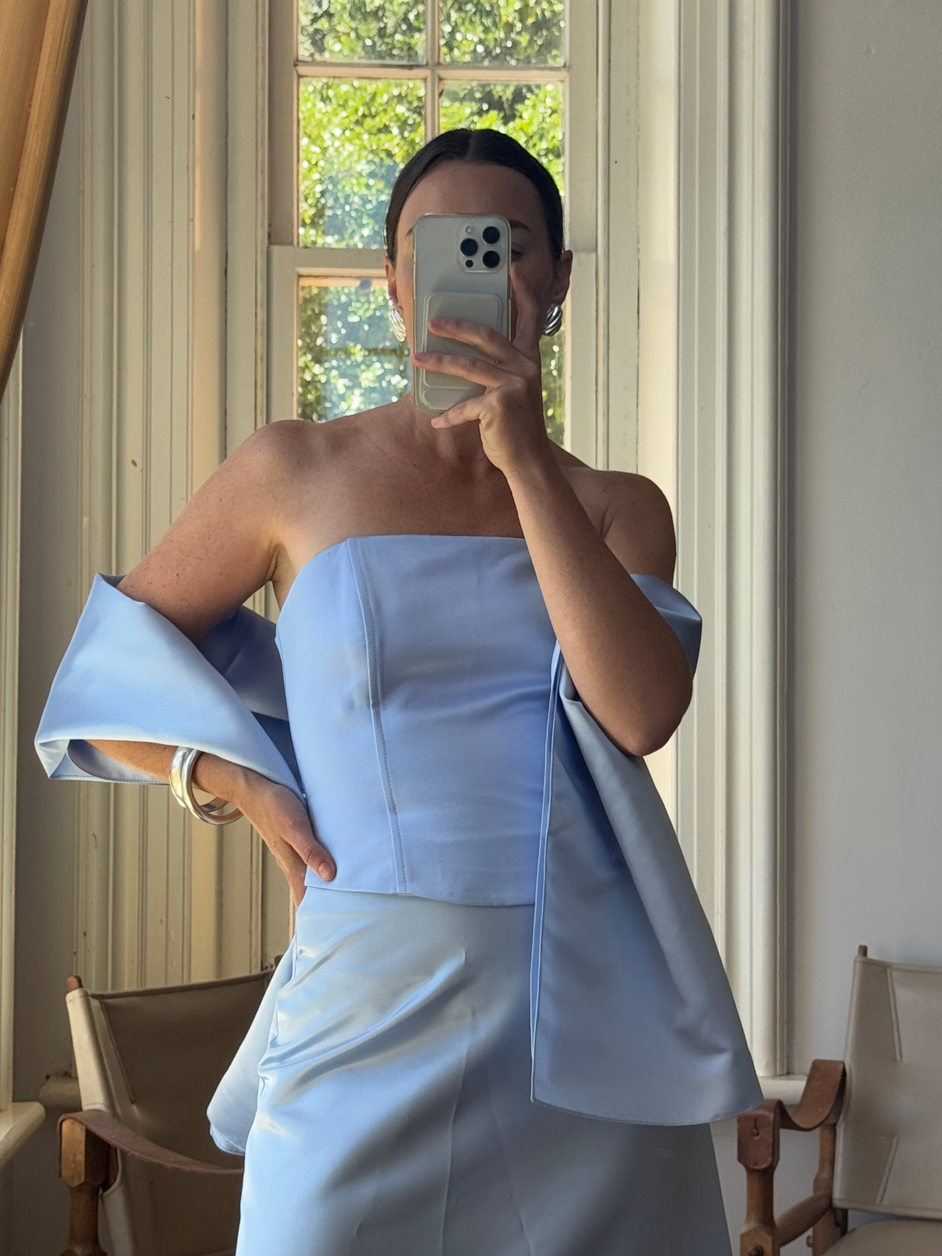 Vintage 90s Periwinkle Blue Satin Prom Set