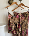 Vintage Y2K Pure Silk 3 Piece Set Leopard Floral