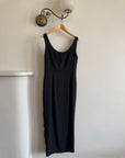 Vintage 90s Crepe Midi Dress With Gold Buttons