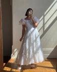 Vintage 70s Ruffled Tie Waist Wedding Dress